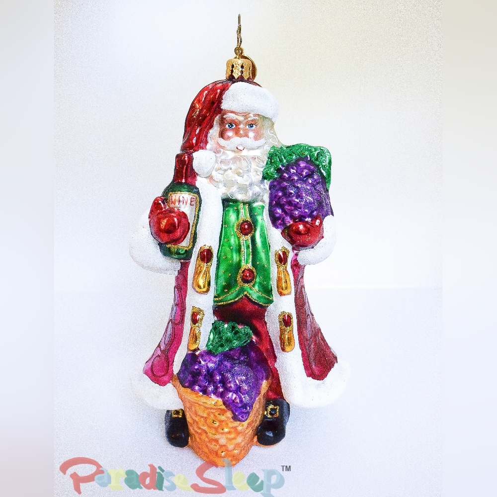 *Christopher Radko* - Santa with Wine Glass Ornament.  *** RARE ***, Retired